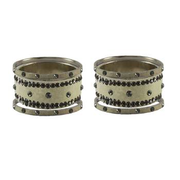 Cream Stone Stud Brass Bangle 2