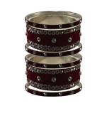 Dark Maroon  Stone Stud Brass Bangle