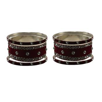 Dark Maroon  Stone Stud Brass Bangle 2