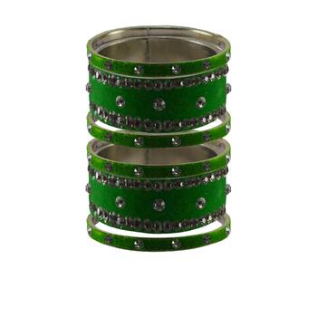 Green Stone Stud Brass Bangle 1