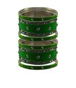 Green Stone Stud Brass Bangle