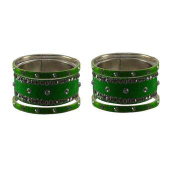 Green Stone Stud Brass Bangle 2