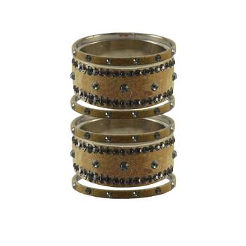 Light Brown  Stone Stud Brass Bangle 1