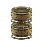 Light Brown  Stone Stud Brass Bangle