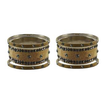 Light Brown  Stone Stud Brass Bangle 2