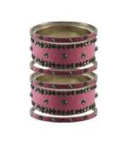 Dark Pink Stone Stud Brass Bangle