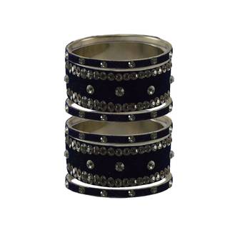 Dark Blue Stone Stud Brass Bangle 1
