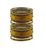 Light Brown  Stone Stud Brass Bangle