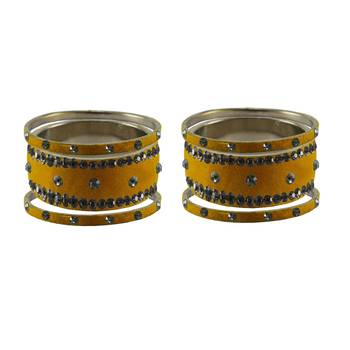 Light Brown  Stone Stud Brass Bangle 2