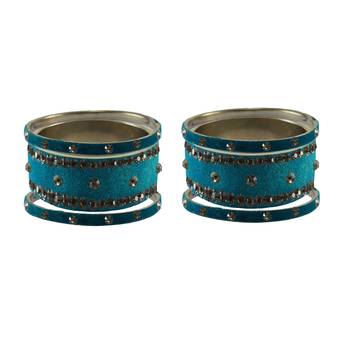 Firozi Stone Stud Brass Bangle 2