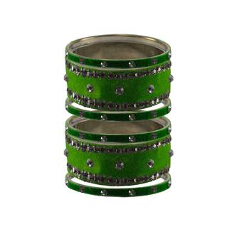 Green Stone Stud Brass Bangle 1