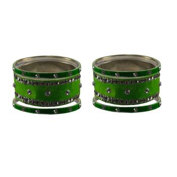 Green Stone Stud Brass Bangle 2