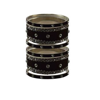 Black Stone Stud Brass Bangle 1
