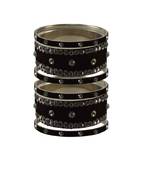 Black Stone Stud Brass Bangle