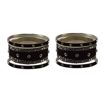 Black Stone Stud Brass Bangle 2