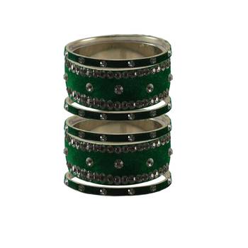 Green Stone Stud Brass Bangle 1