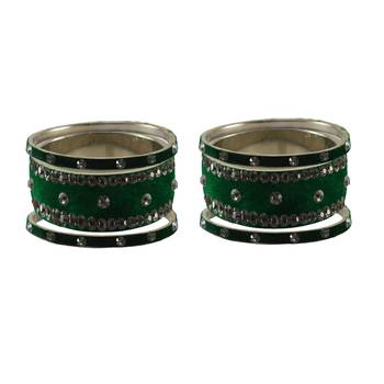 Green Stone Stud Brass Bangle 2