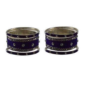 Dark Blue Stone Stud Brass Bangle 2