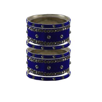 Blue Stone Stud Brass Bangle 1
