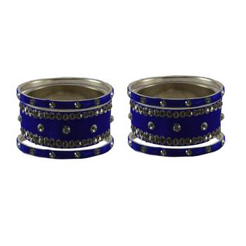 Blue Stone Stud Brass Bangle 2