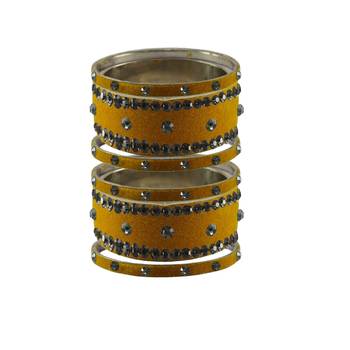 Light Brown  Stone Stud Brass Bangle 1