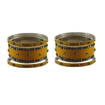 Light Brown  Stone Stud Brass Bangle 2