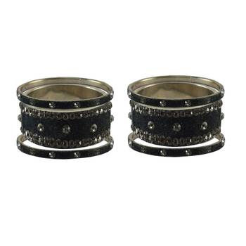 Grey Stone Stud Brass Bangle 2