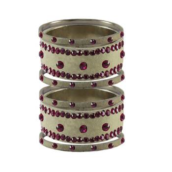 Cream Stone Stud Brass Bangle 1
