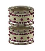 Cream Stone Stud Brass Bangle