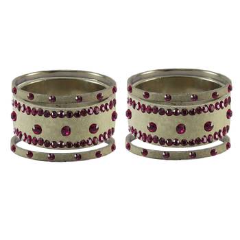 Cream Stone Stud Brass Bangle 2
