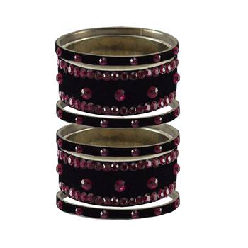 Black Stone Stud Brass Bangle 1