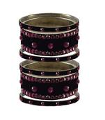 Black Stone Stud Brass Bangle