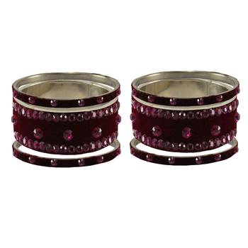 Dark Maroon  Stone Stud Brass Bangle 2