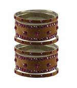 Dark Brown Stone Stud Brass Bangle