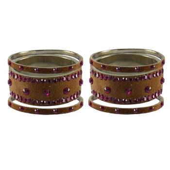 Dark Brown Stone Stud Brass Bangle 2