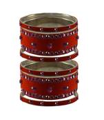 Orange Stone Stud Brass Bangle