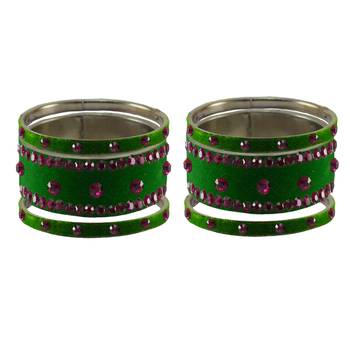 Green Stone Stud Brass Bangle 2