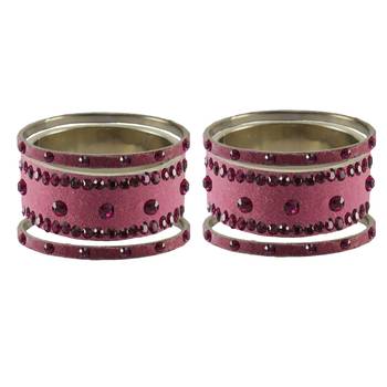 Dark Pink Stone Stud Brass Bangle 2