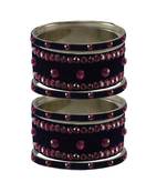 Dark Blue Stone Stud Brass Bangle