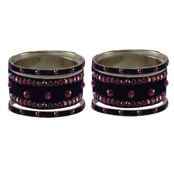 Dark Blue Stone Stud Brass Bangle 2