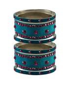 Firozi Stone Stud Brass Bangle