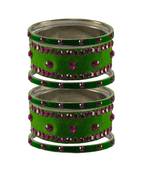 Green Stone Stud Brass Bangle