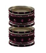 Black Stone Stud Brass Bangle