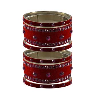 Red Stone Stud Brass Bangle 1
