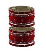 Red Stone Stud Brass Bangle