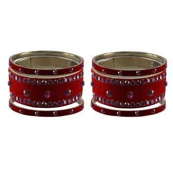 Red Stone Stud Brass Bangle 2