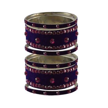 Dark Blue Stone Stud Brass Bangle 1