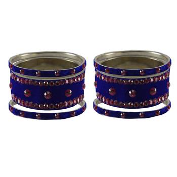 Dark Blue Stone Stud Brass Bangle 2