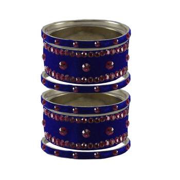 Blue Stone Stud Brass Bangle 1
