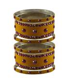 Light Brown  Stone Stud Brass Bangle